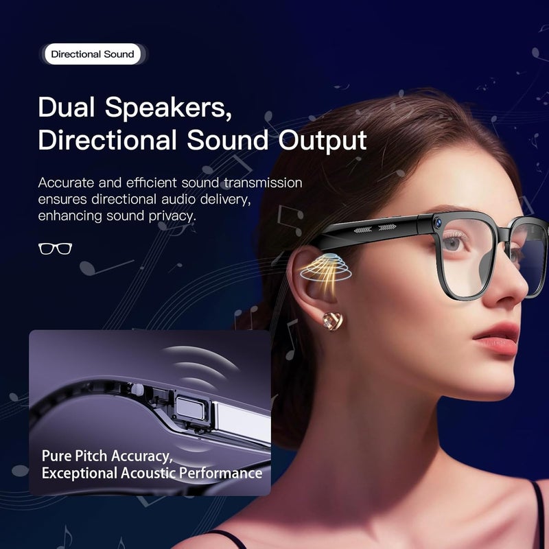 Dormiro Smart Glasses with Camera,4K with Audio Bluetooth Camera Glasses for Men Women 8MP 32G HD Hidden Video Recording Support Live Feed,Ai Voice Control,150+ Language Translate, Chart GPT, WiFi - Image 4